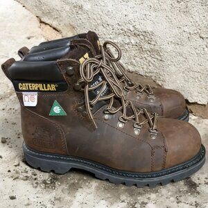 Caterpillar CAT  Brown Steel Toe Work Boots Mens  Size 8.5 Wide  CSA Approved